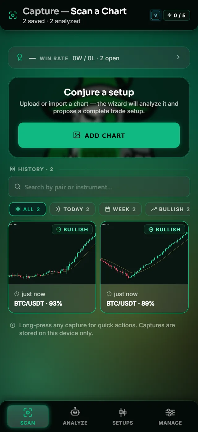 Scan a chart in PTS Wizard